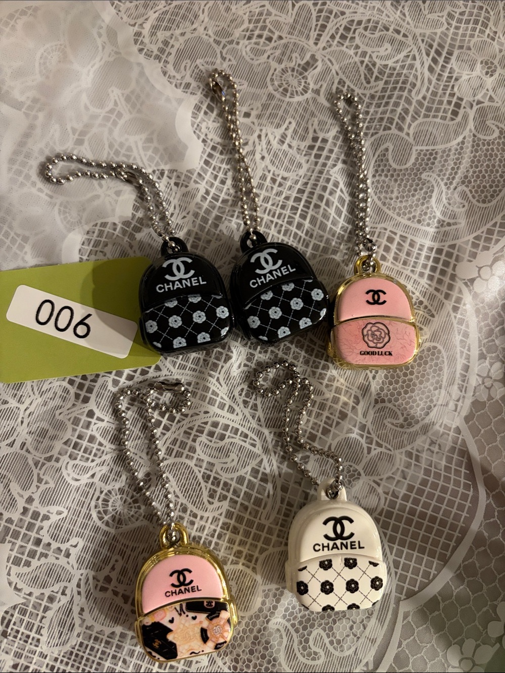 006, Branded CHANEL Mini Backpack Keychain Set for Labubu doll(No Doll)